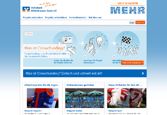 Crowdfunding mit der Volksbank Wildeshauser Geest eG Ausschnitt des Spendenportals